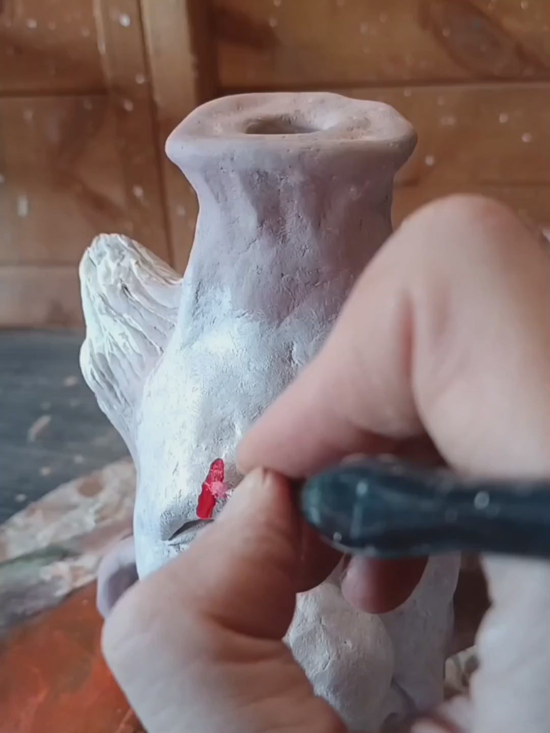 Handmade clay clown vases painting in my studio video 
