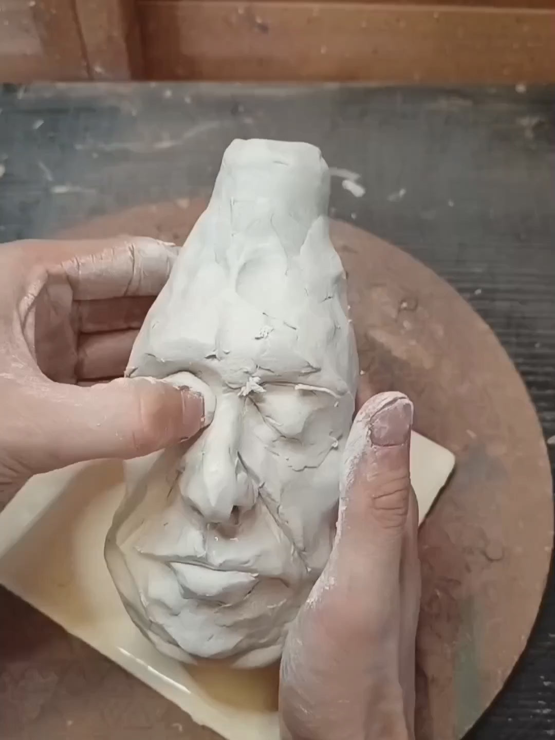 Hand sculpted vase with airdry clay