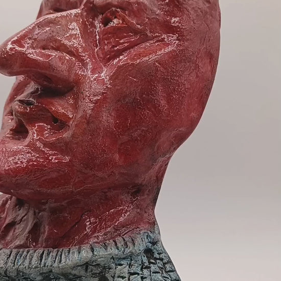handmade airdry clay alien sculpture, studio video