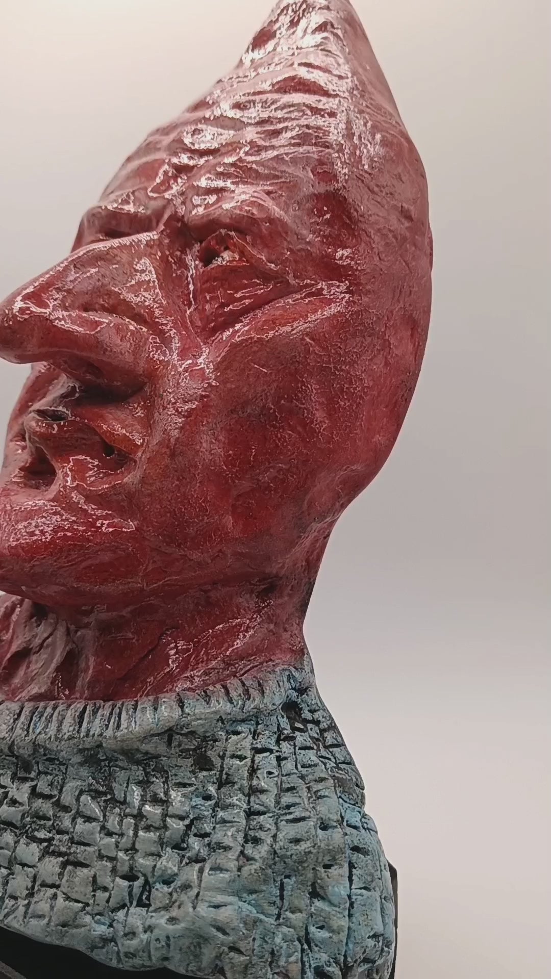 handmade airdry clay alien sculpture, studio video
