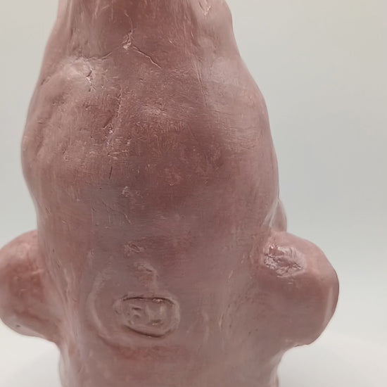 handmade closed-eye clay face vase, 180 degree video 