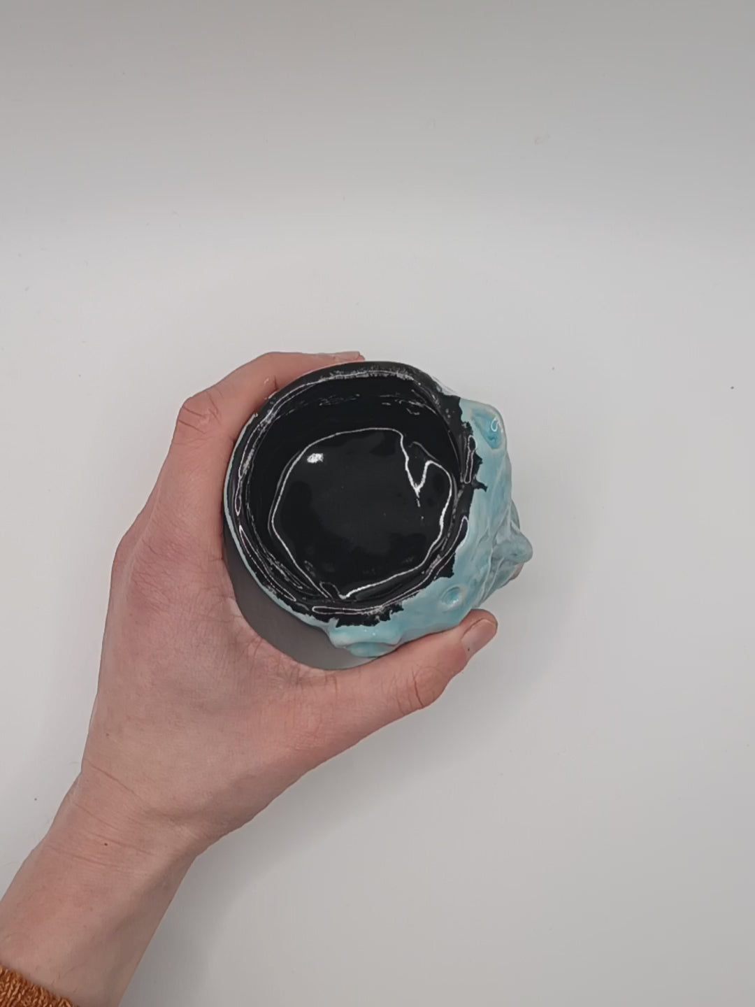 handmade ceramic moon face tumbler video
