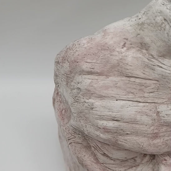 Airy dry clay vase - male face, lightbox video