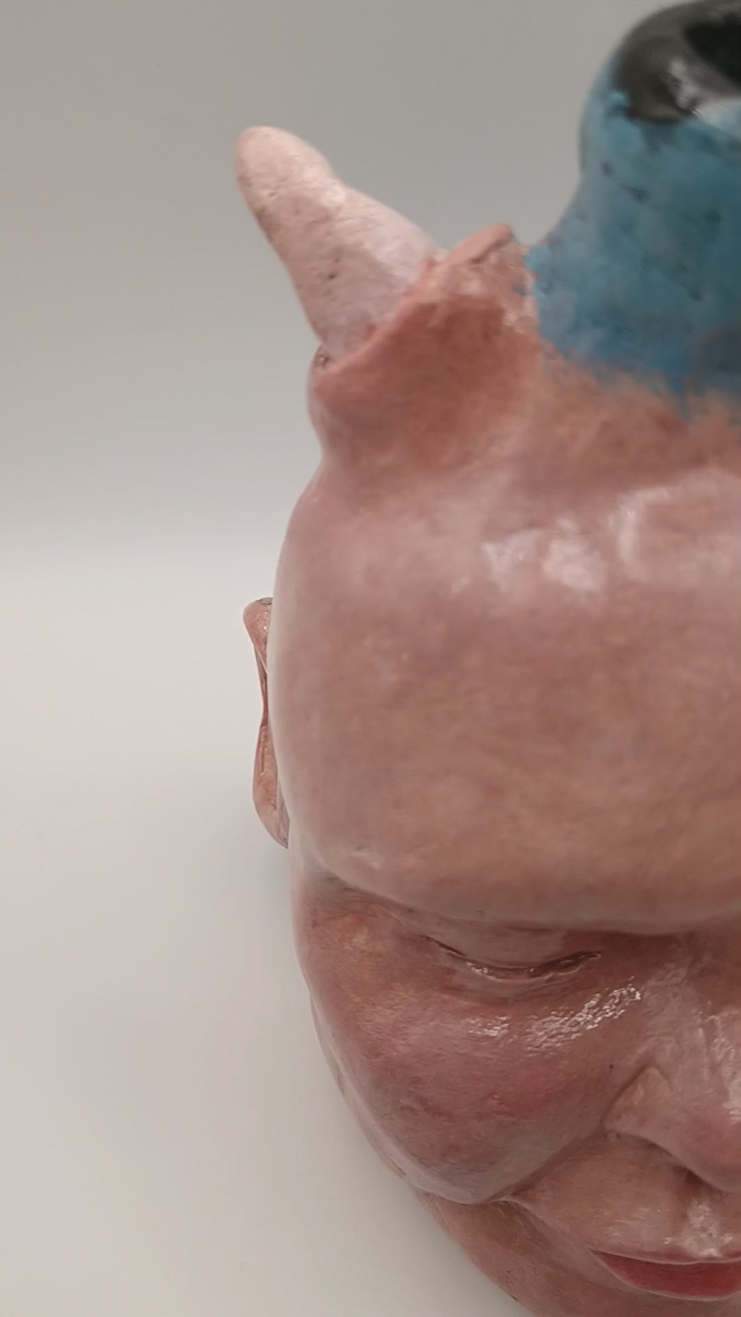 Devil baby handmade vase,  studio video