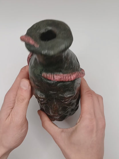 Worm-Man - Hand Sculpted Clay Face Vase