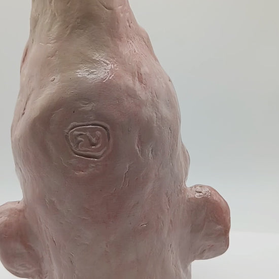 handmade realistic face vase, 180 degree view, video