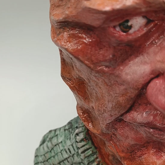 hand sculpted clay alien art, studio video