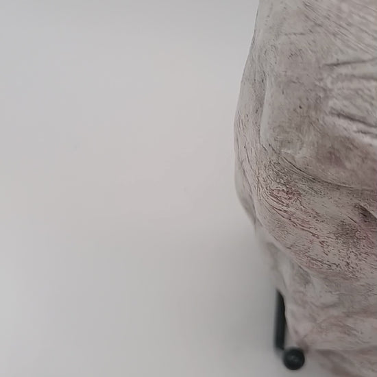 white Death mask Hand sculpted clay sculpture lightbox video