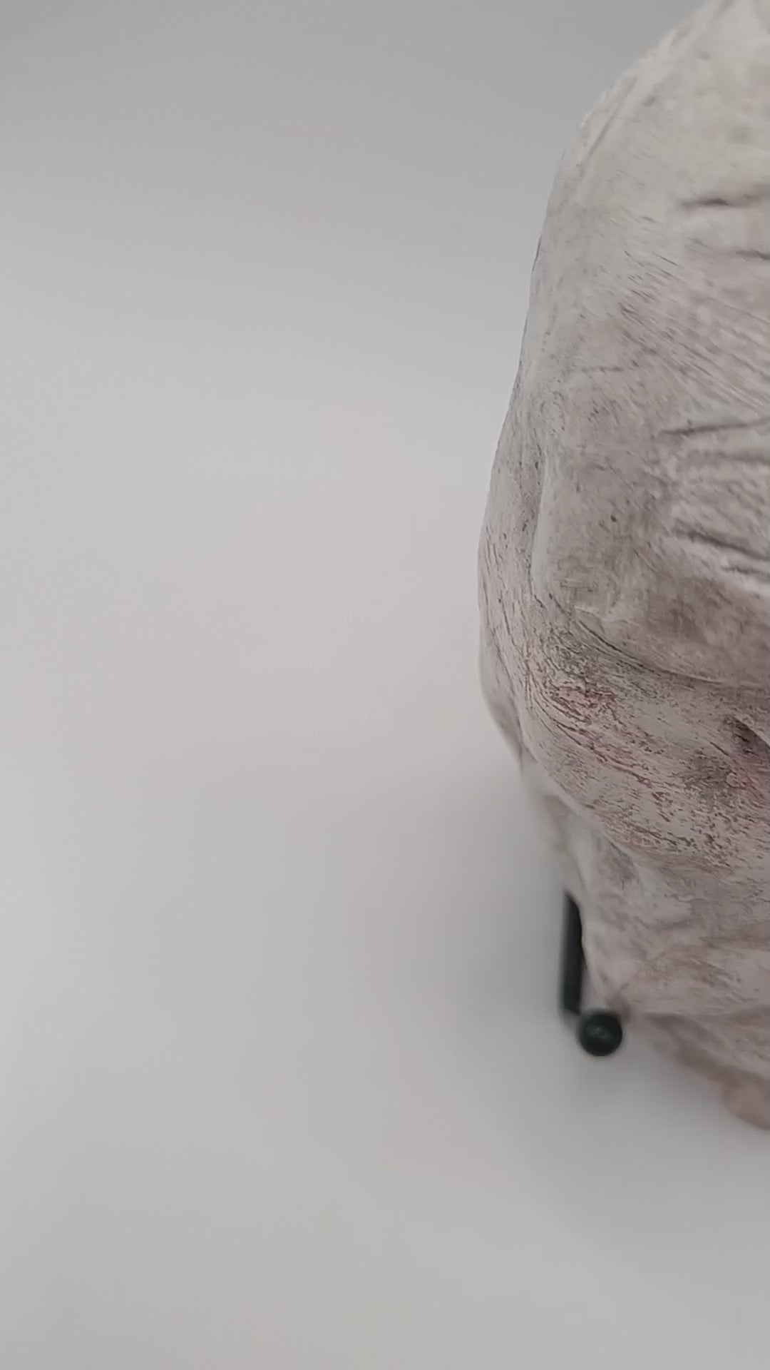 white Death mask Hand sculpted clay sculpture lightbox video