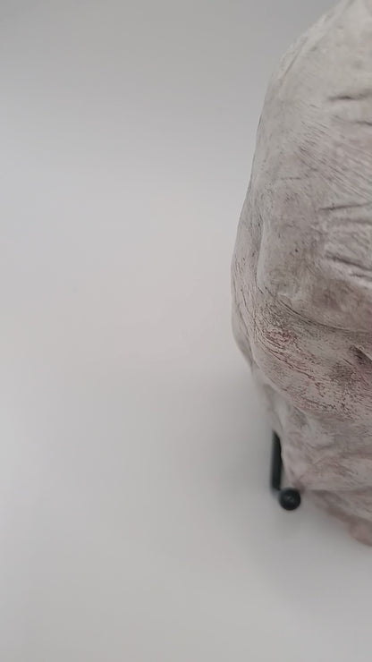 white Death mask Hand sculpted clay sculpture lightbox video