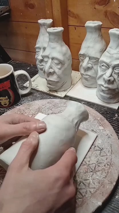 Worm-Man - Hand Sculpted Clay Face Vase