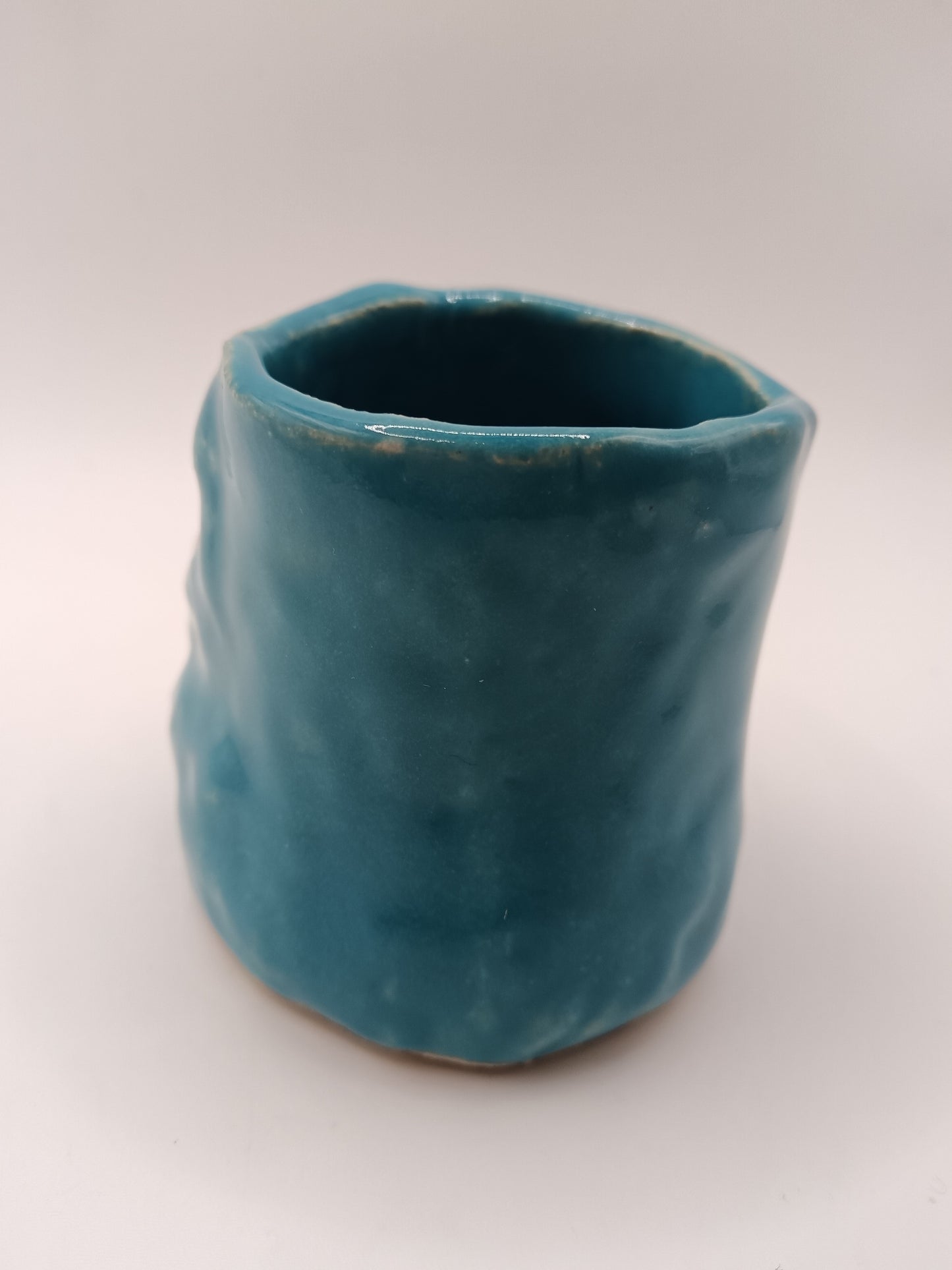 Blue Ceramic Face Tumbler