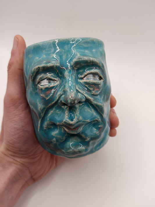 Faded Denim Blue Face Tumbler