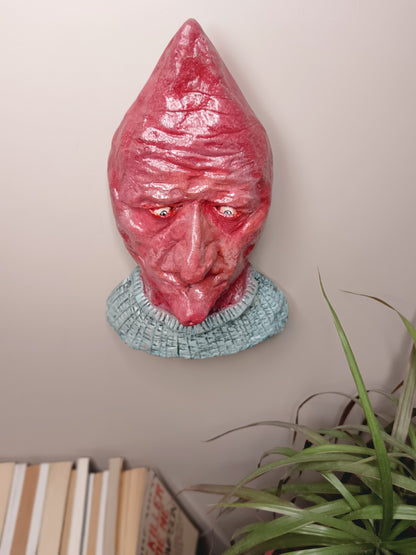 handmade airdry clay alien sculpture, wall mounted top