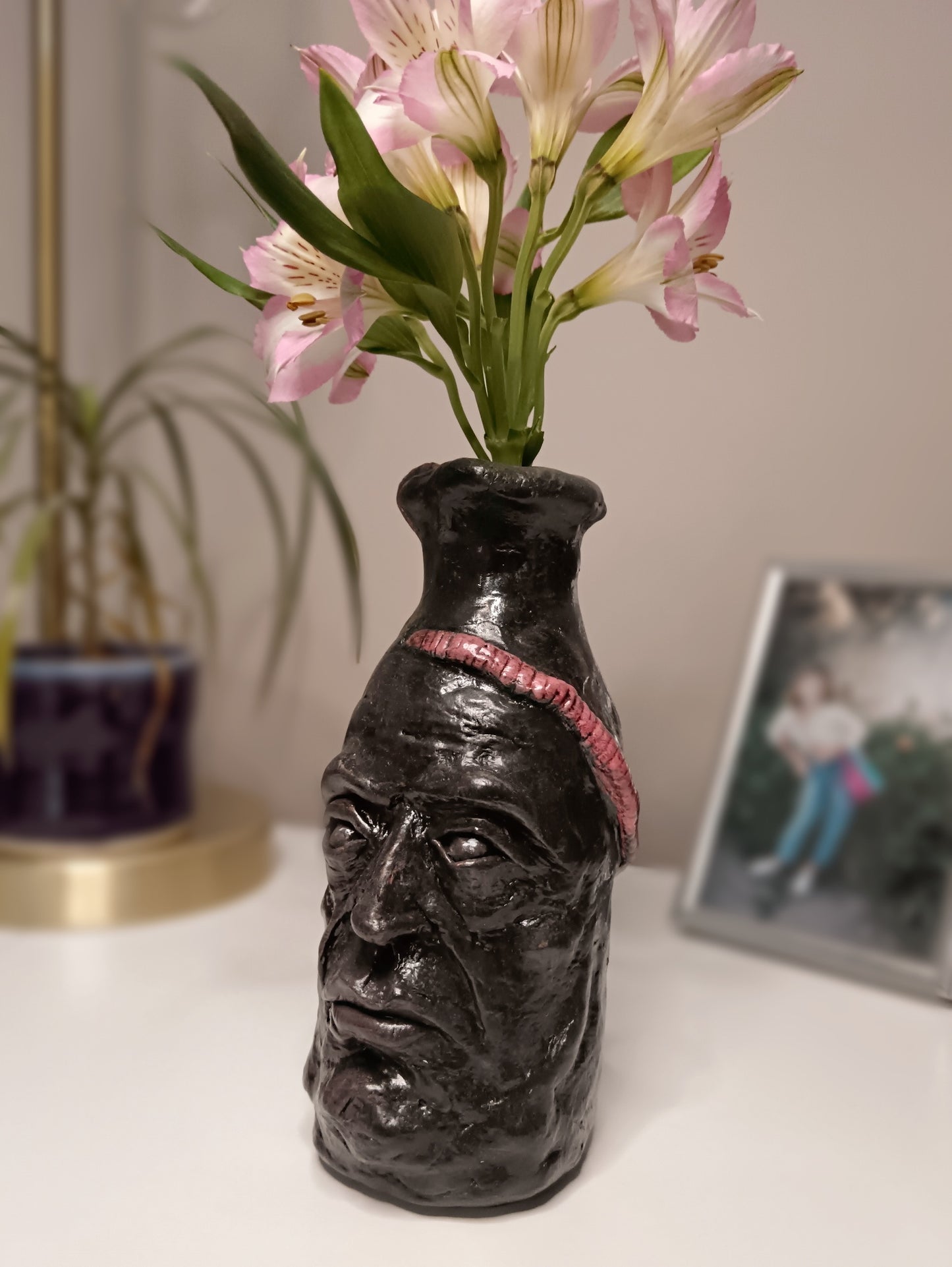 Worm-Man - Hand Sculpted Clay Face Vase