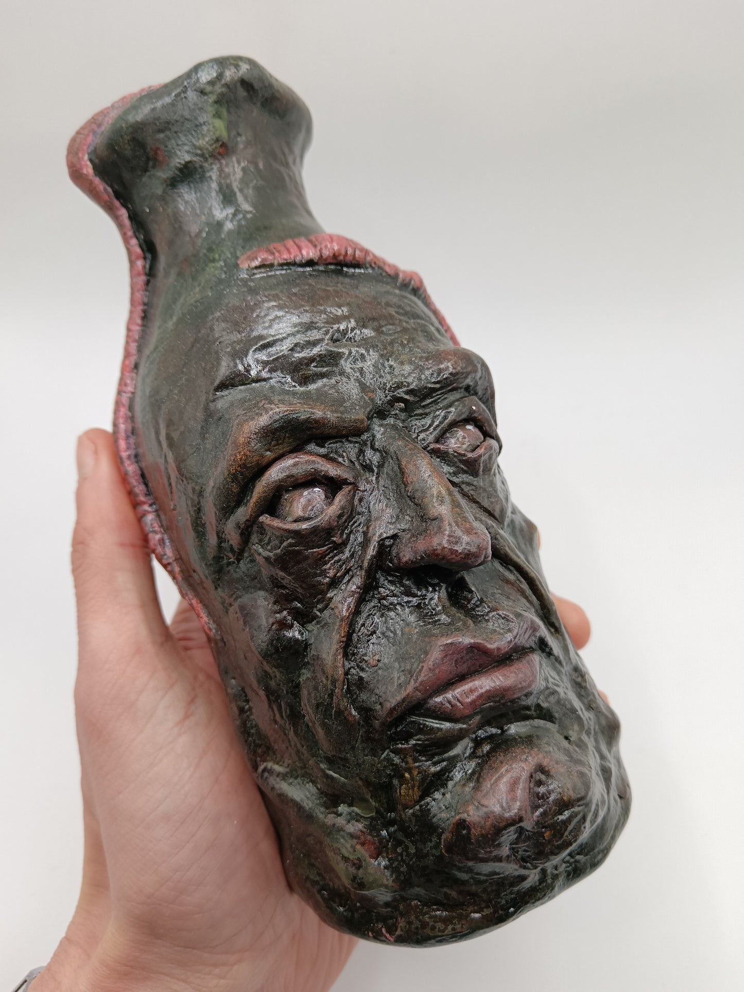 Worm-Man - Hand Sculpted Clay Face Vase
