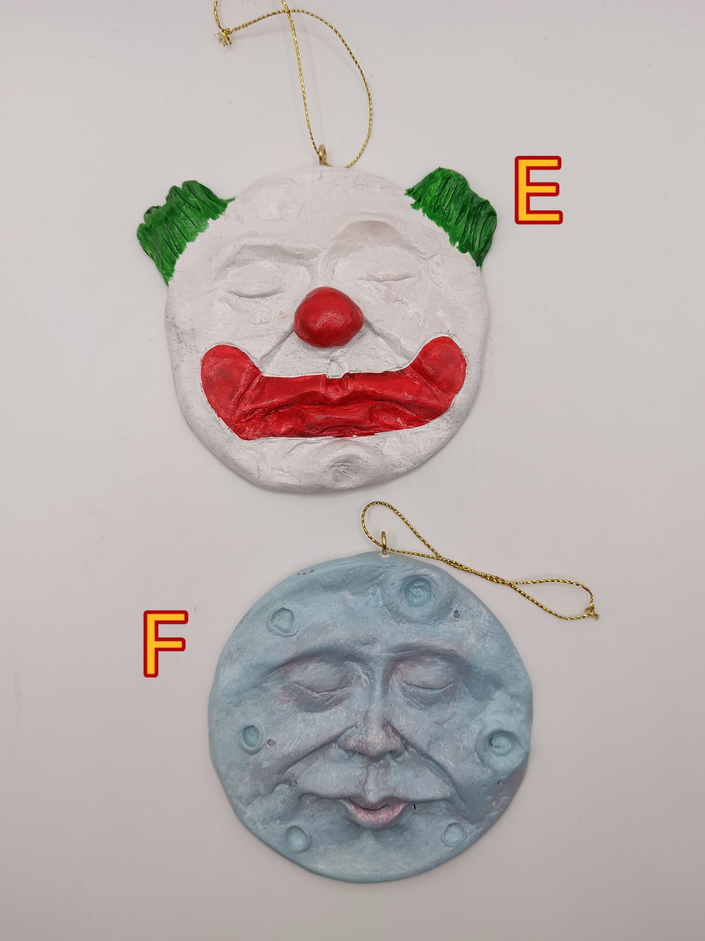 blue moon face Christmas ornament 