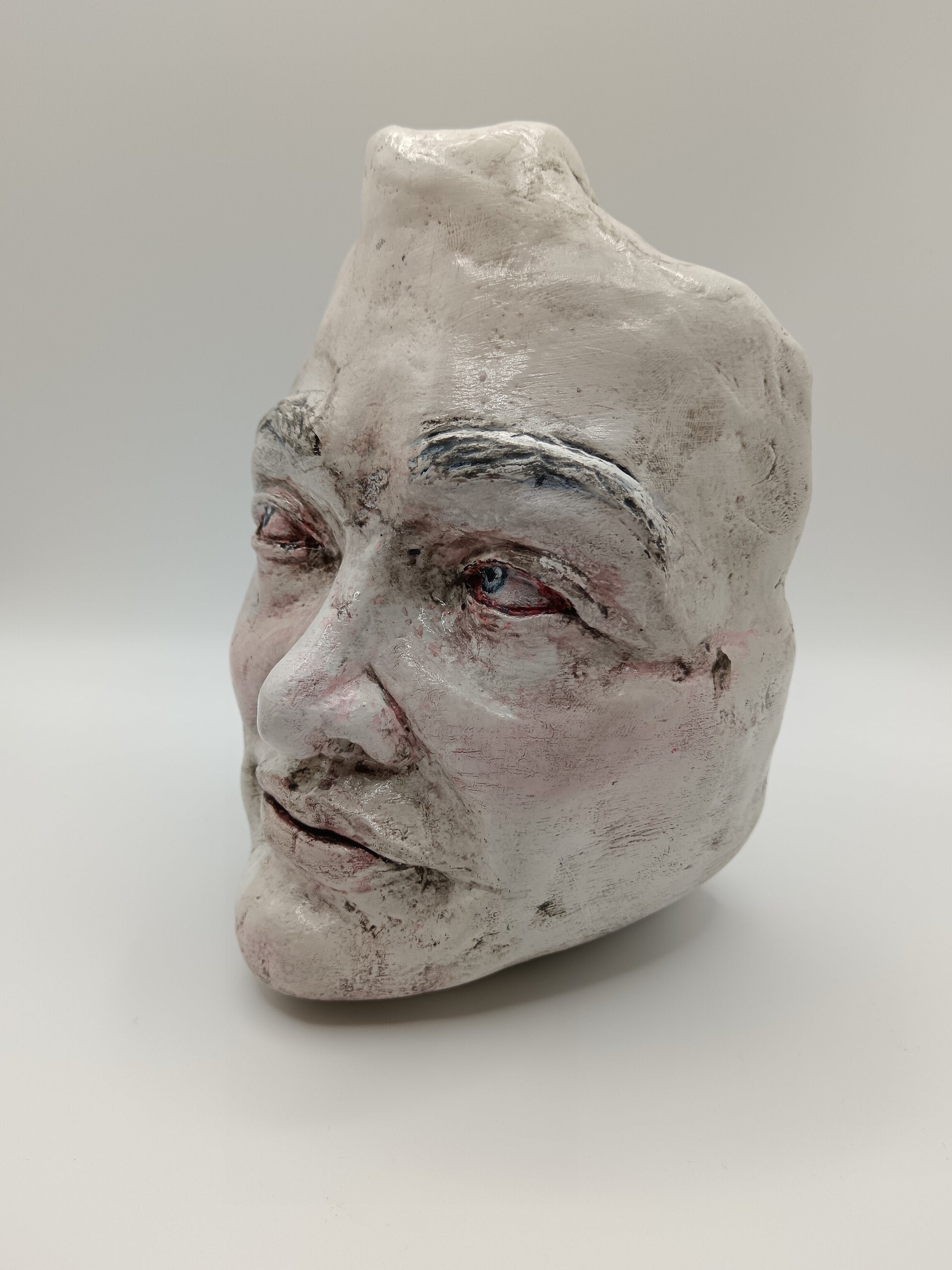 Handmade Clay Portrait vase, Front left side