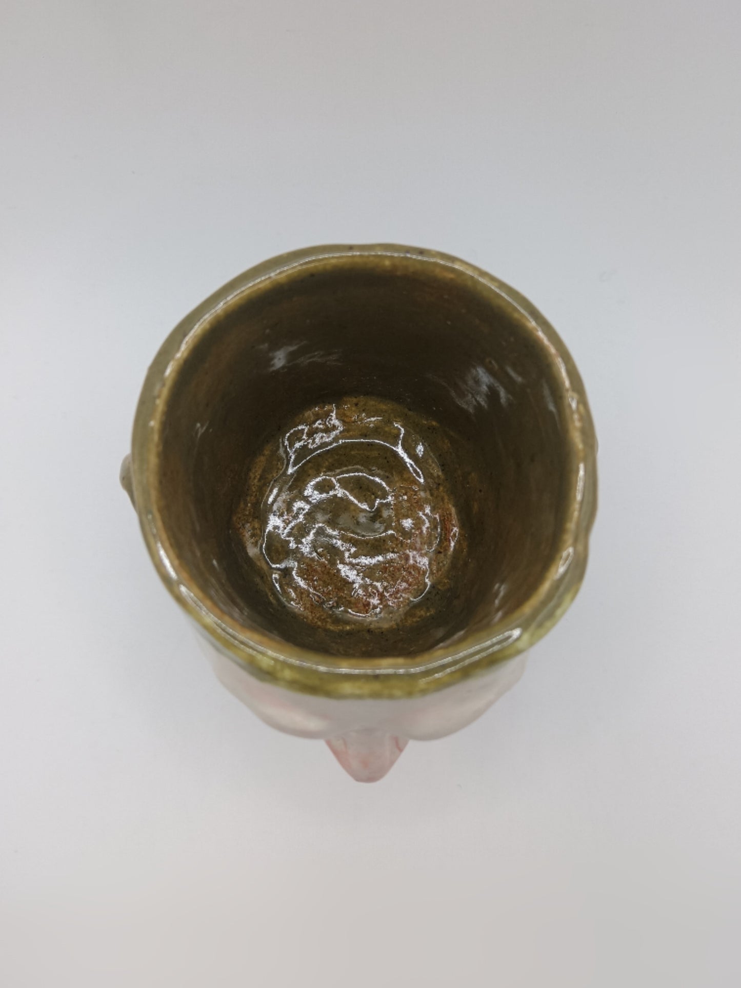 Green Ceramic Face Goblet