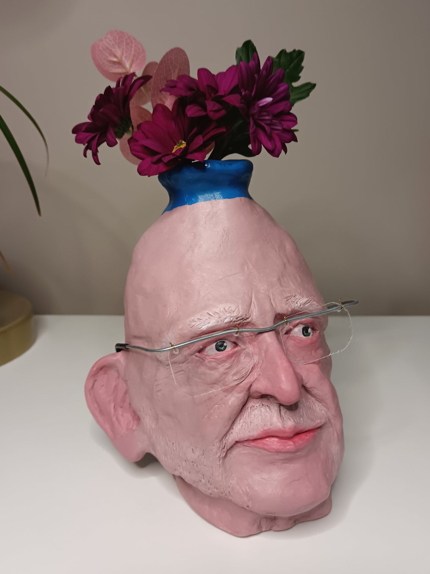 Functional portrait commission vase for flowers, handmade UK 
