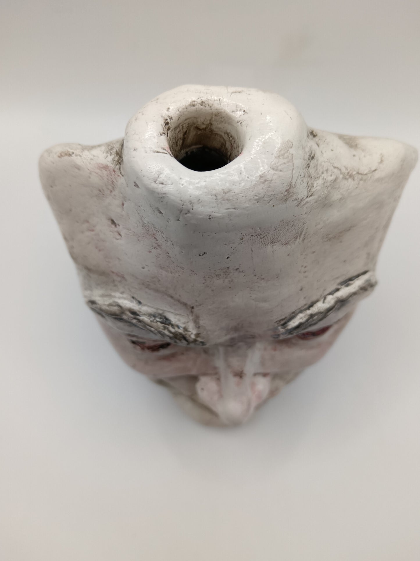 Handmade Clay Portrait vase, Top view