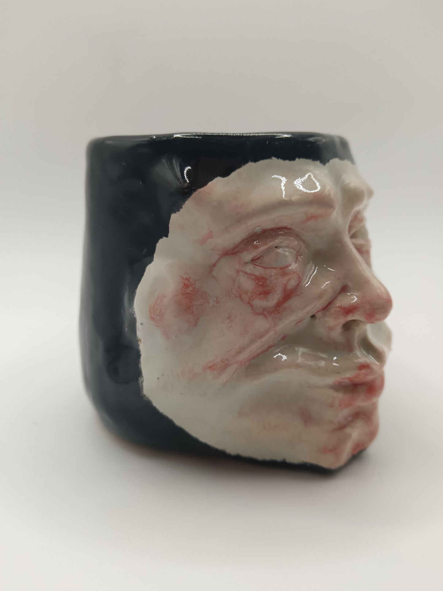 Black Ceramic Face Tumbler
