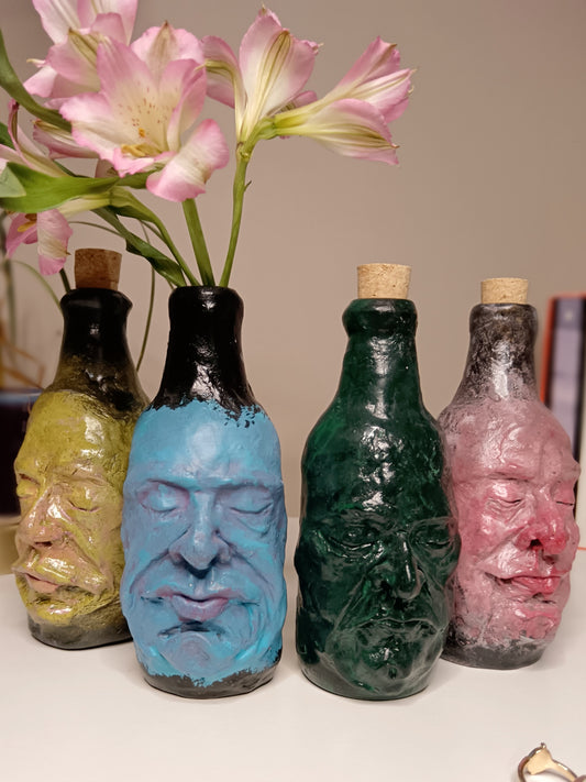 Grumpy Face Decorative Bottle Vases