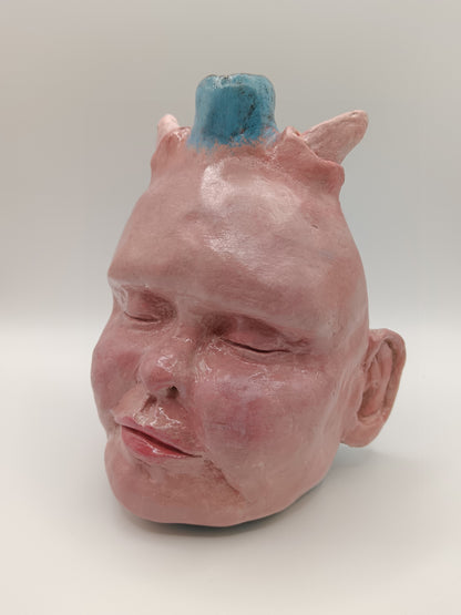 Devil baby handmade vase,  front left