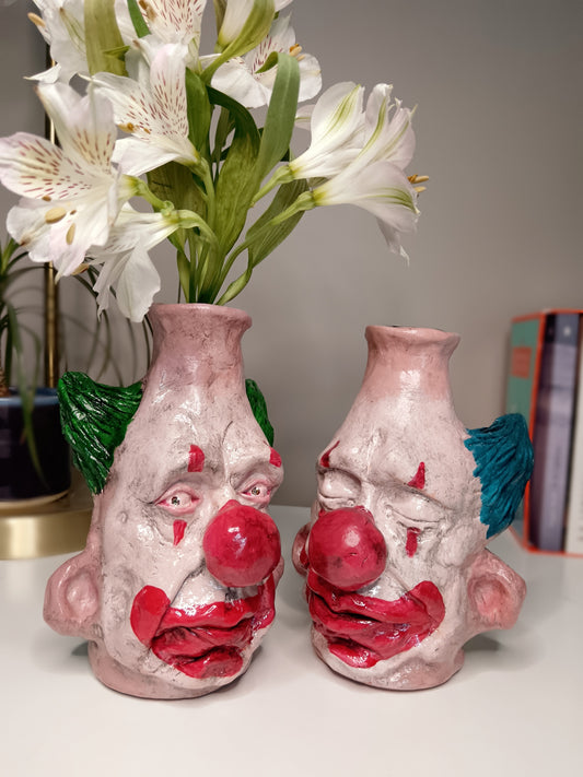 Handmade clown vases 