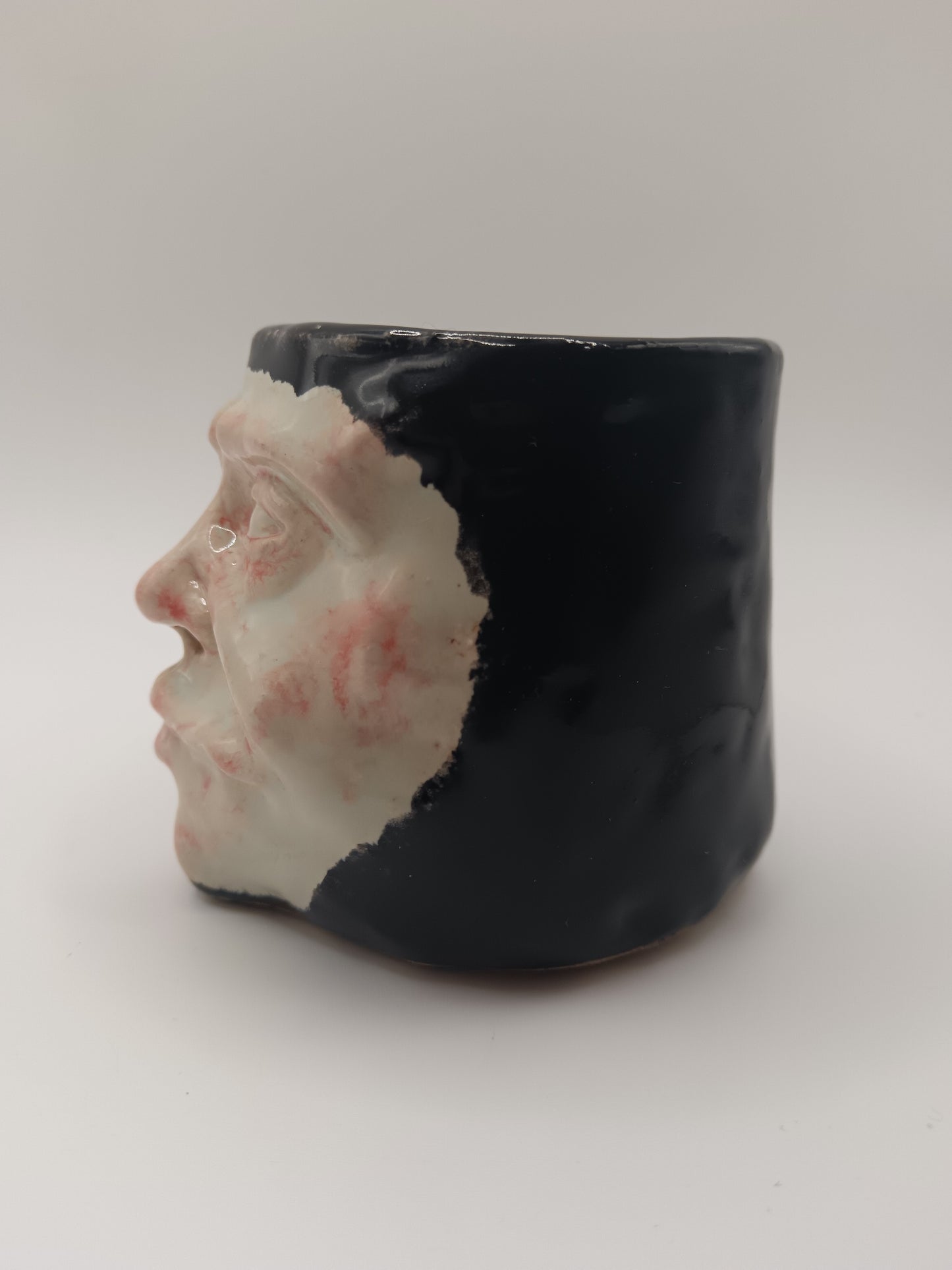 Black Ceramic Face Tumbler