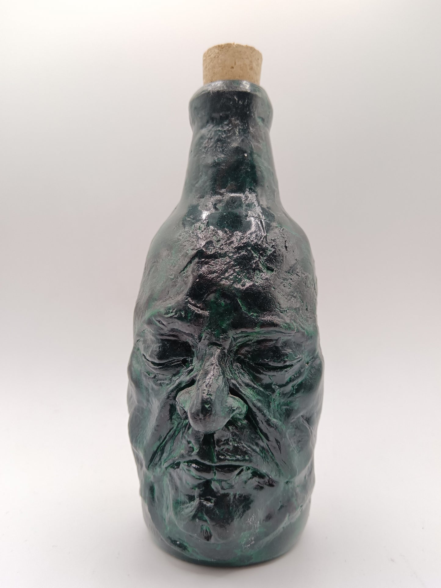 dark green handmade portrait bottle vase