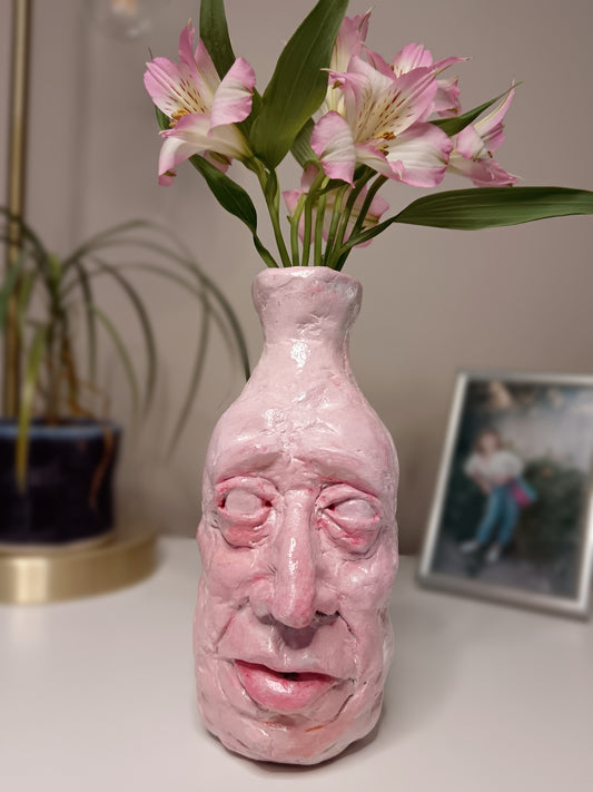 PINK ZOMBIE - Hand Sculpted Clay Face Vase