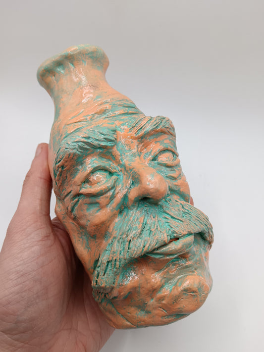 PASTEL DAVE - Hand Sculpted Clay Face Vase