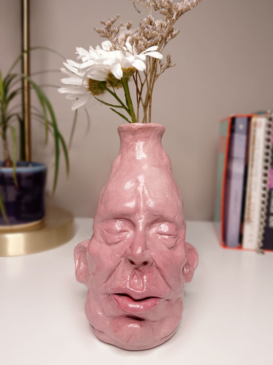 handmade closed-eye face vase, home setting Francis Underwater
