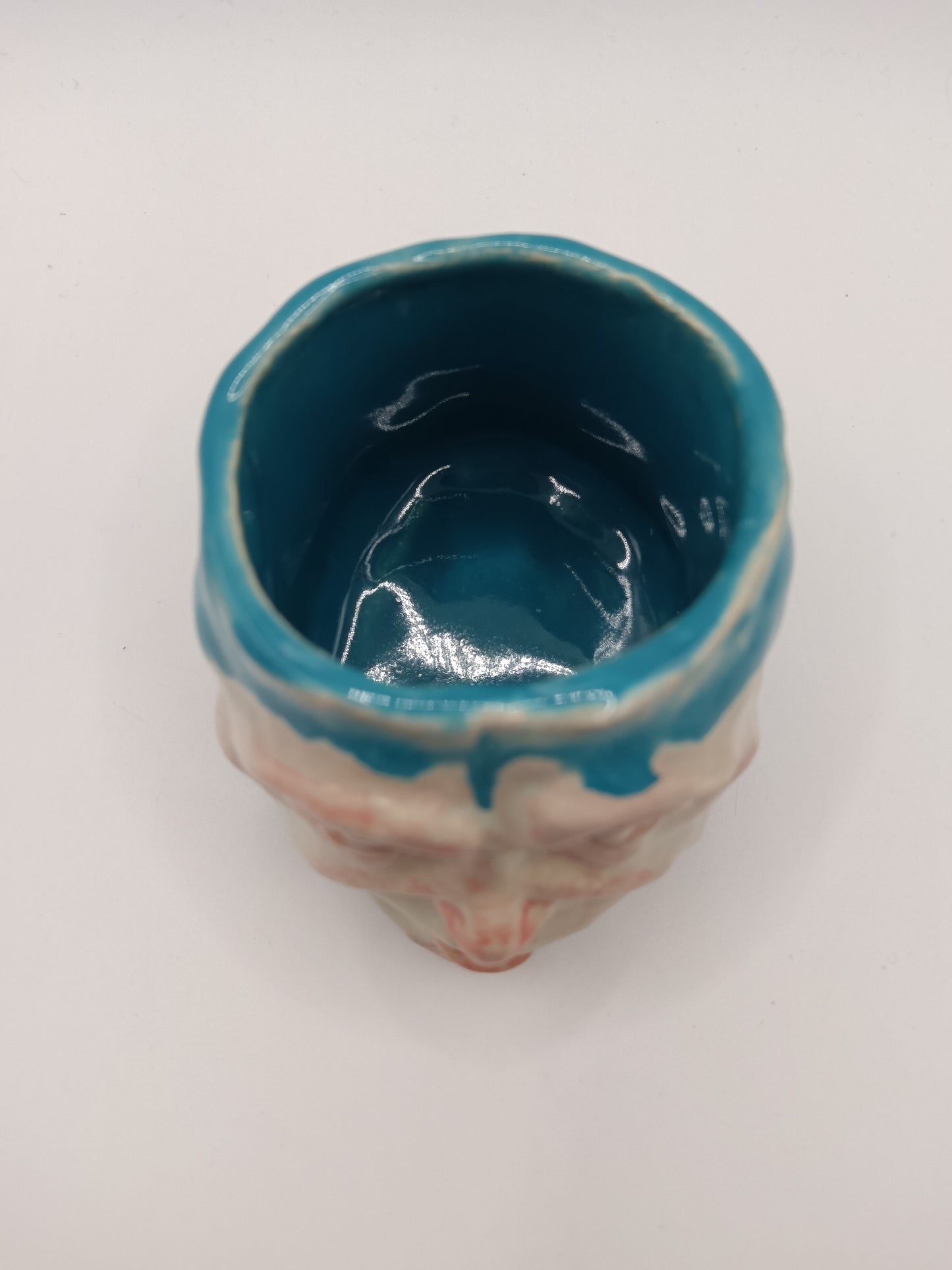 Blue Ceramic Face Tumbler