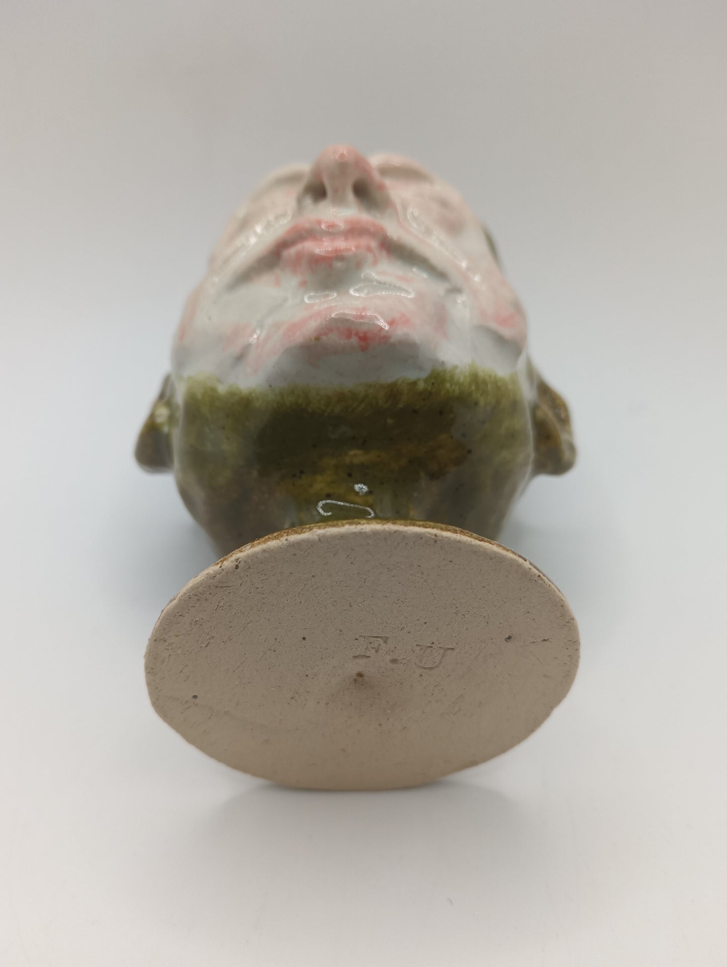 Green Ceramic Face Goblet