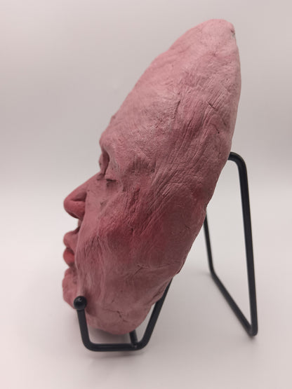 hand sculpted egghead sculpture, left view
