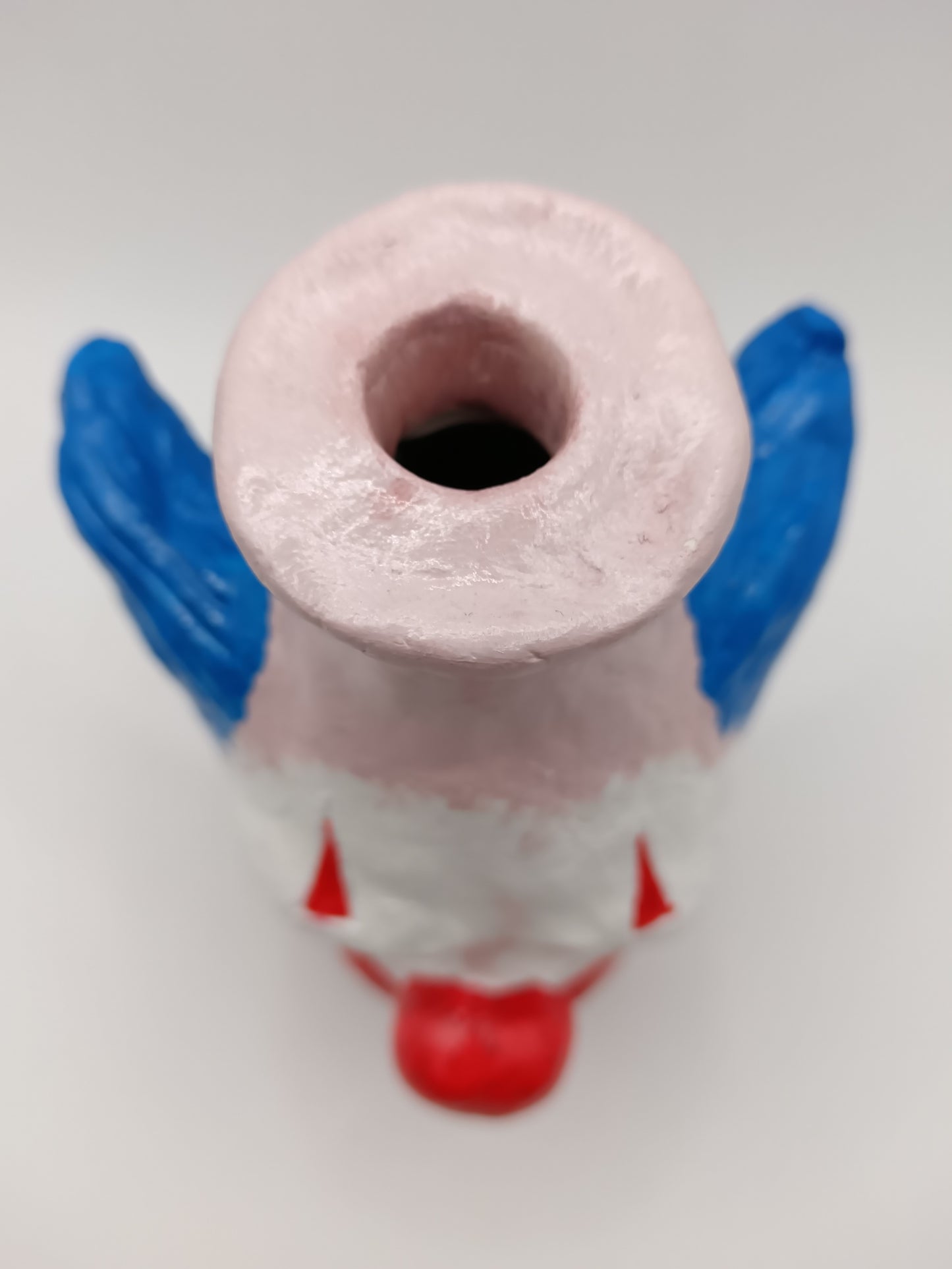 BLUE HAIR CLOWN - Hand Sculpted Face Vase