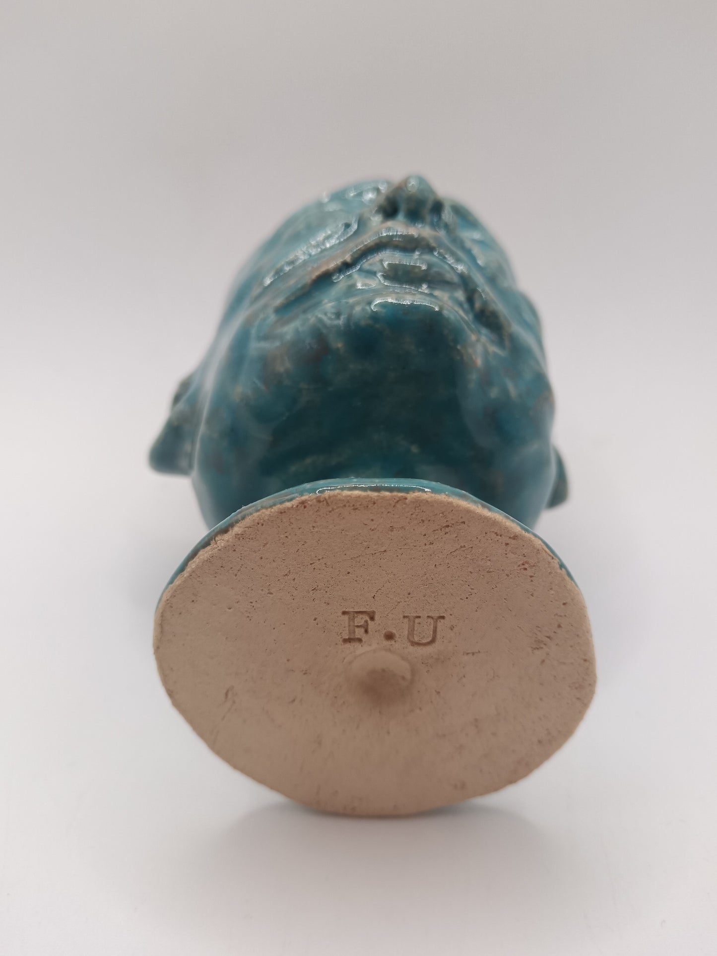 Blue + Orange Ceramic Face Goblet