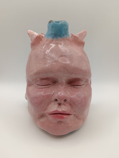 Devil baby handmade vase,  front