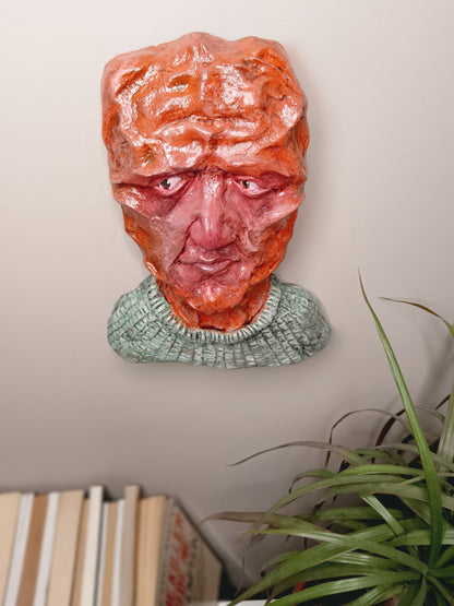 Francis Underwater hand sculpted clay alien art, home setting wall mounted top