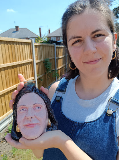 client with portrait commission in the UK