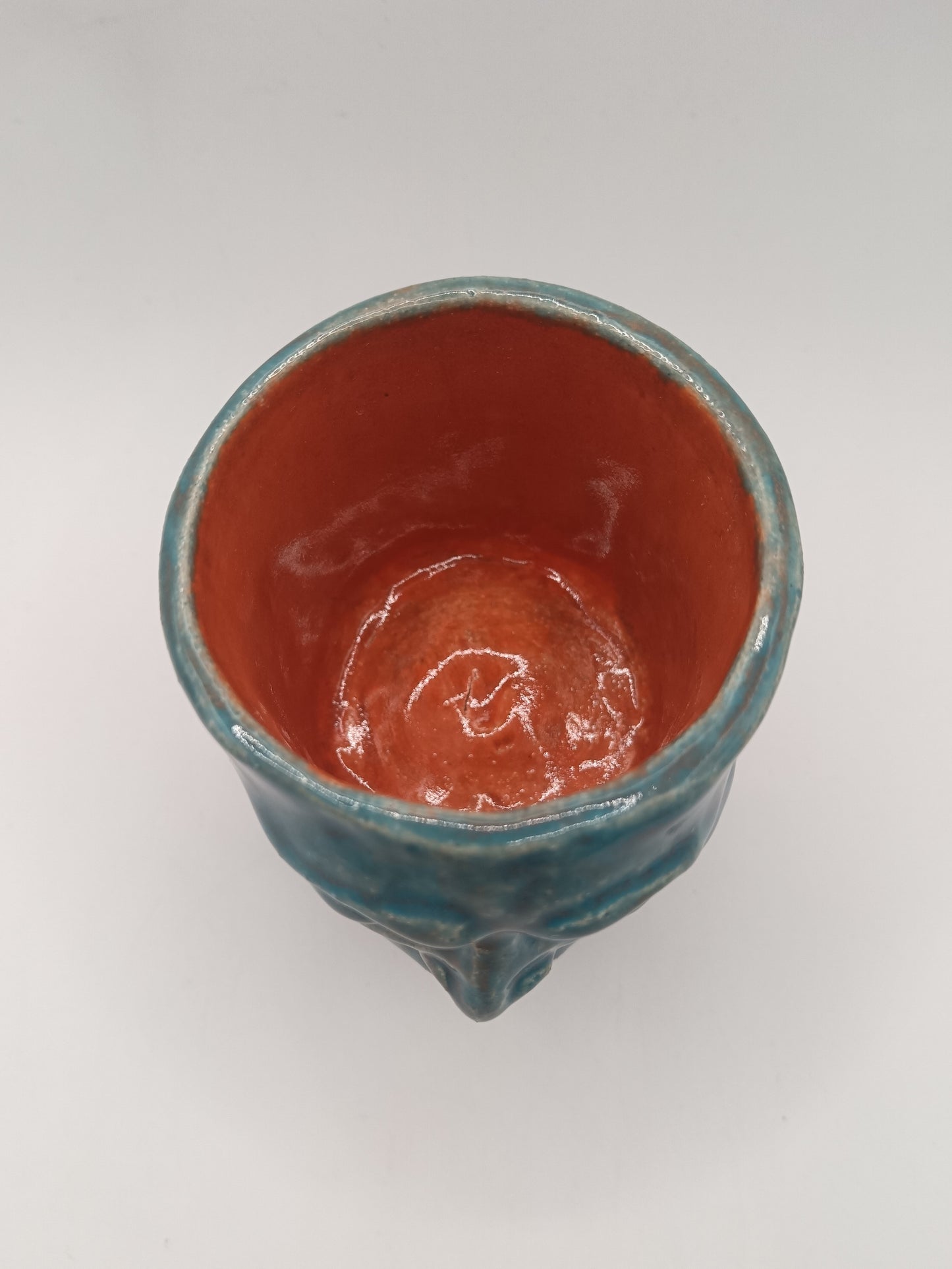 Blue + Orange Ceramic Face Goblet