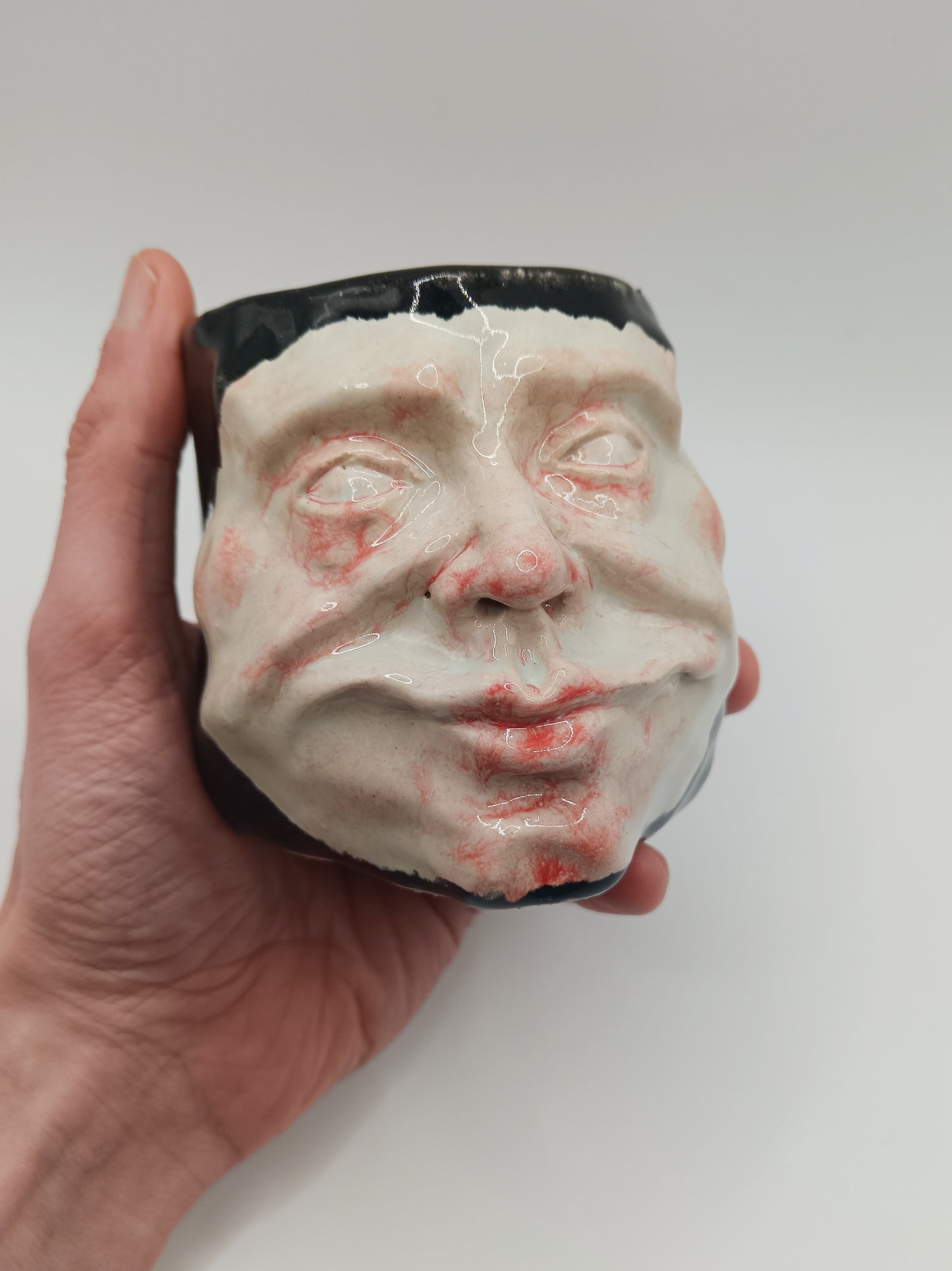 Black Ceramic Face Tumbler