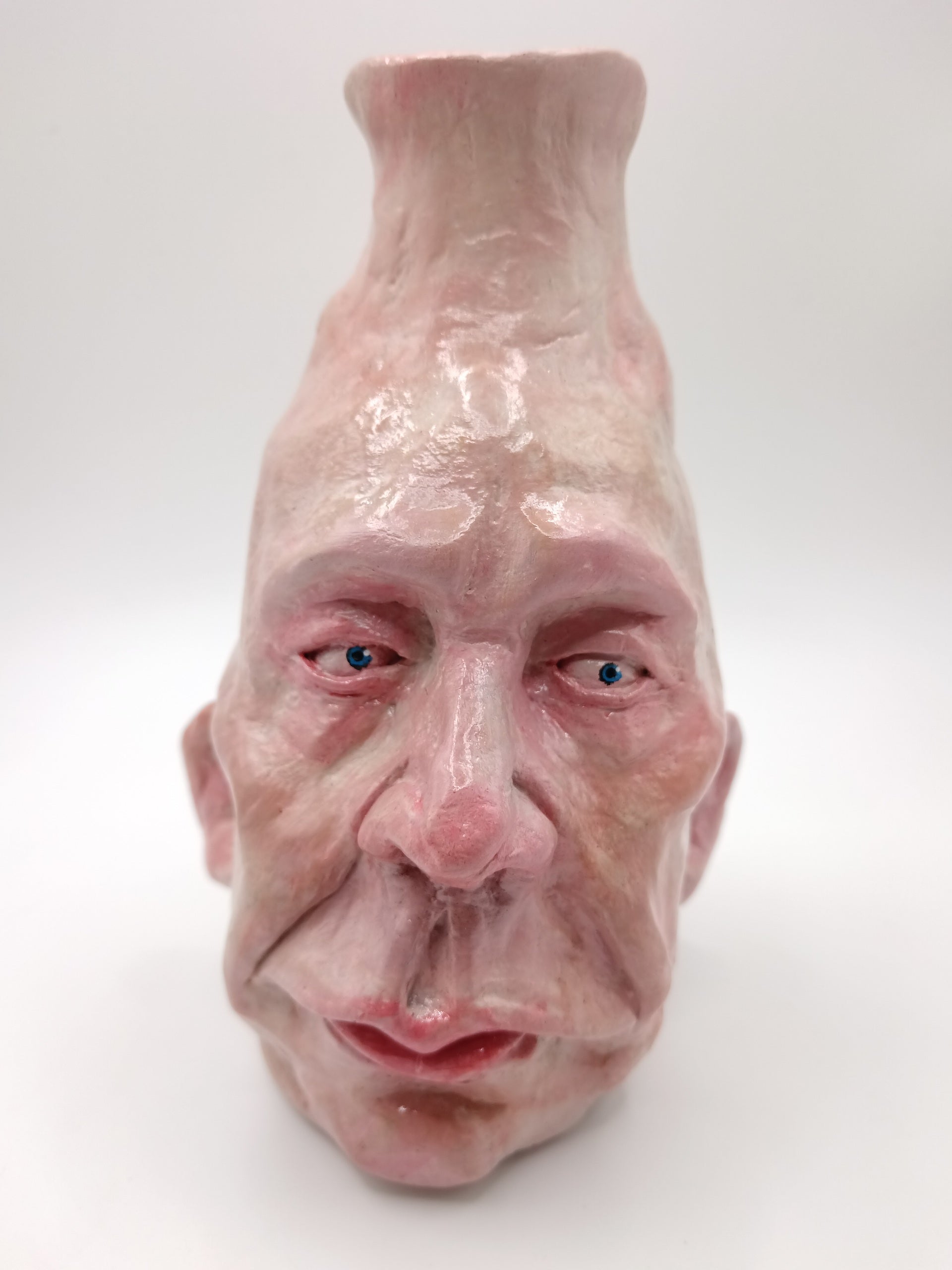 handmade realistic face vase, front view Francis Underwater